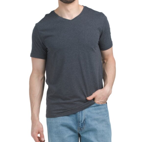 NEW GREYSON mens Prima Cotton Blend Spirit V-neck Tee Dark Grey Heather 254 2T1 - Picture 1 of 3